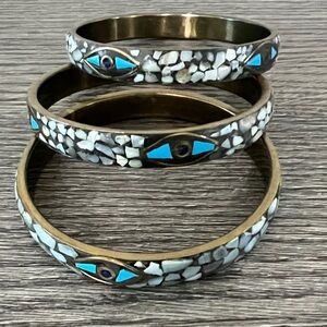 Turquoise and White Mosaic Bangle Set ( Isis Eye)